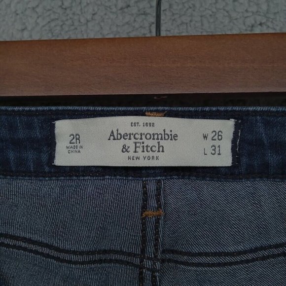 Abercrombie & Fitch Jeans Womens 2R 26x31 Blue Indigo‎ Dark Wash Super Skinny - Picture 2 of 9